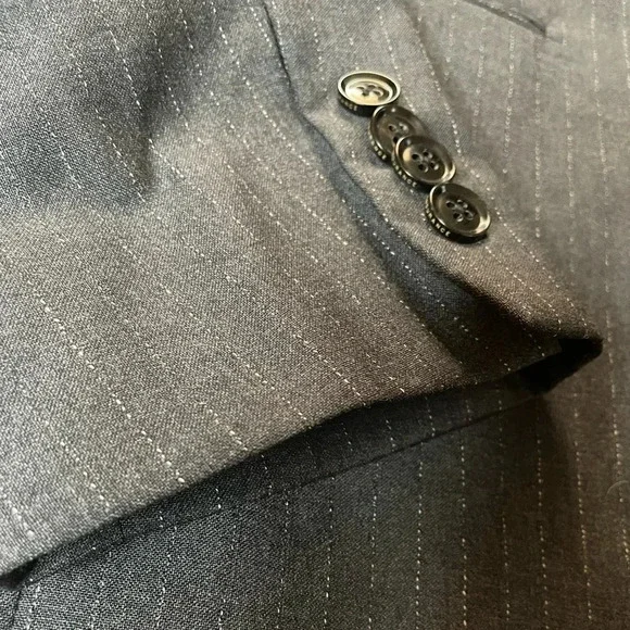 Ted Baker Endurance Wool Sports Coat Charcoal Gray With White Stripe Size 44L - Picture 2 of 10